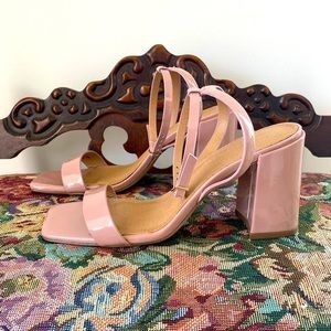 ASOS blush patent ankle strap sandals. Size 6, EU37